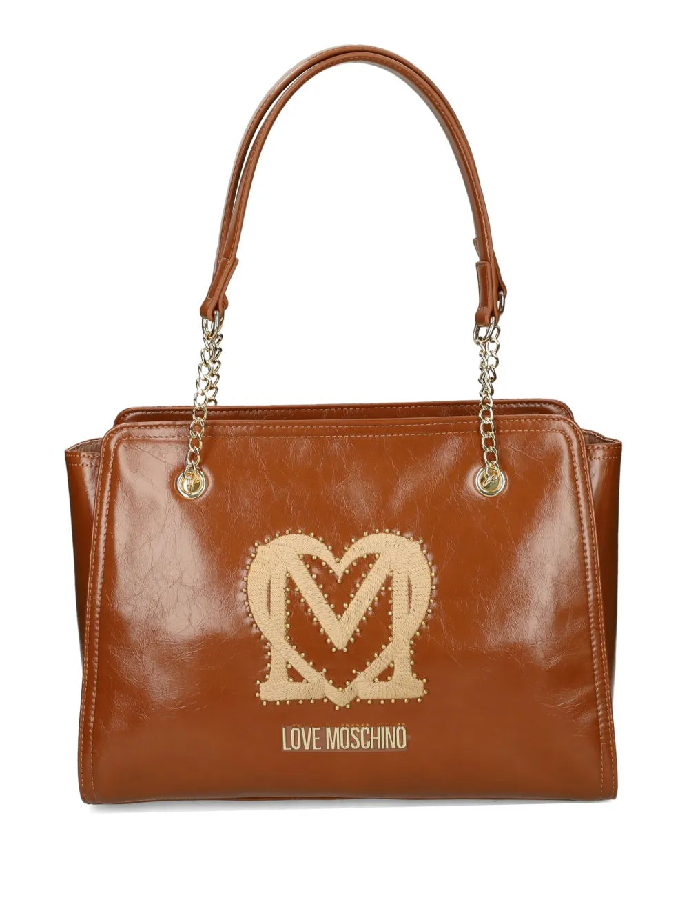 Love Moschinologo-plaque studded shoulder bag