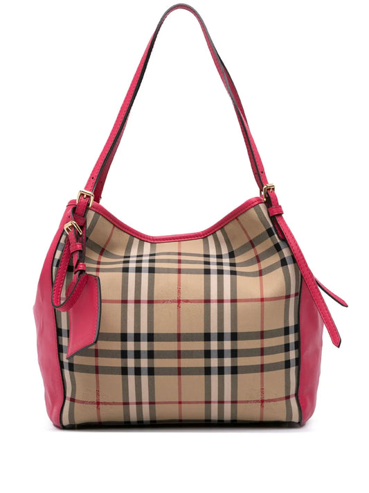 Pre-OwnedBurberry Pre-Owned2021-2025 Small Haymarket Check Canvas and Leather Canterbury tote bag