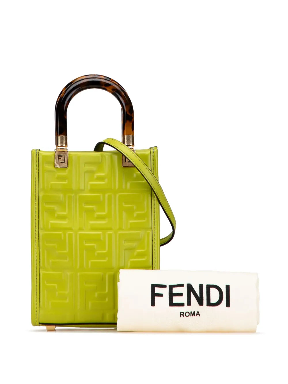 Pre-OwnedFendi Pre-Owned2010-2025 Mini Zucca Embossed Leather Sunshine Shopper Tote satchel