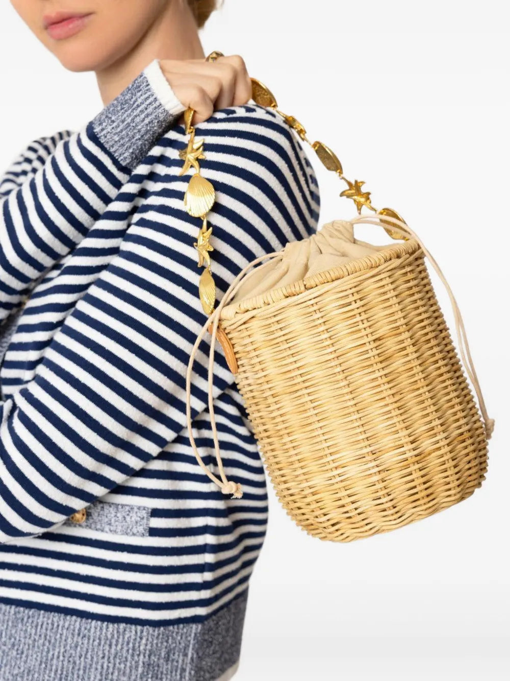 PoolsideIsland shell-embellished bucket bag