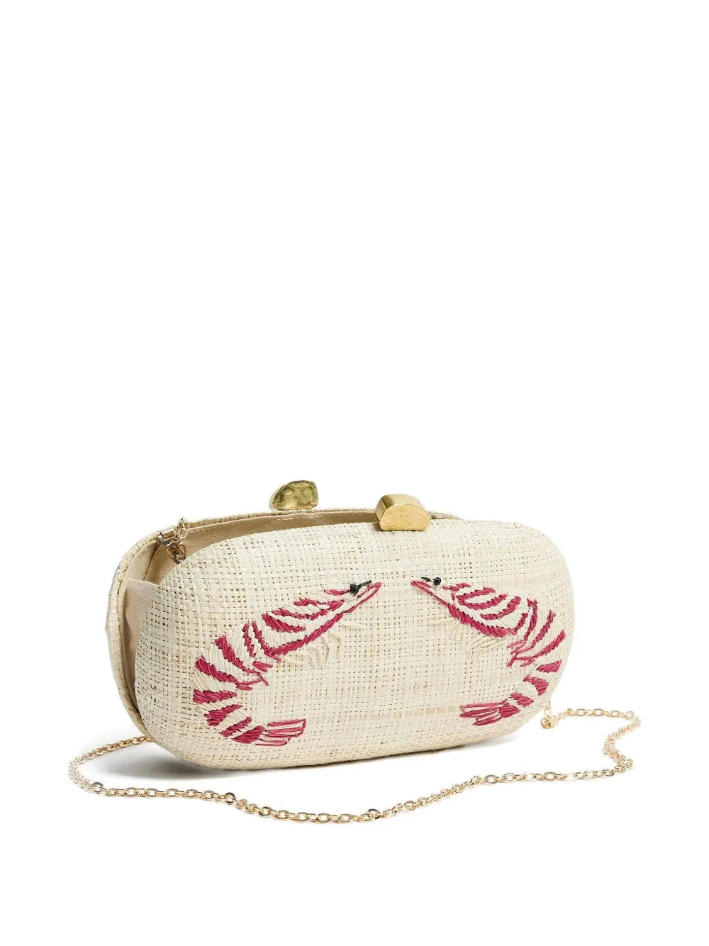 Pamela MunsonShrimp Cocktail embroidered raffia clutch