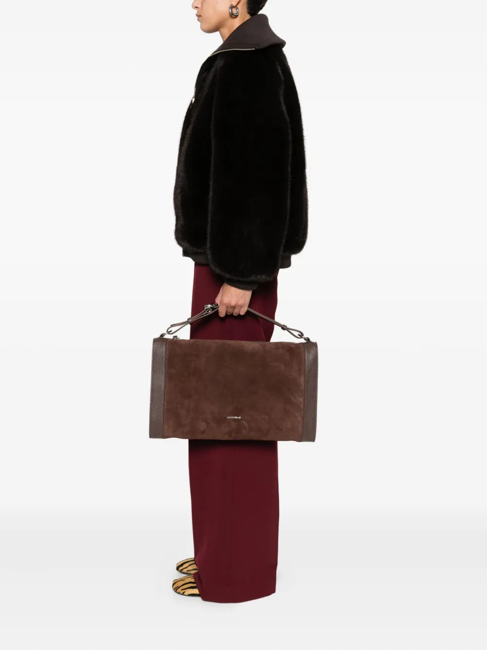 Coccinellesuede panelled tote bag