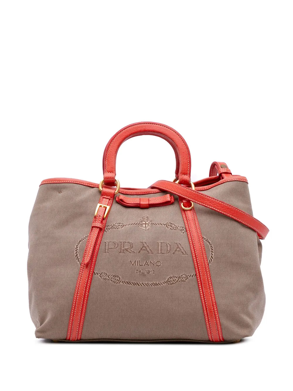 Pre-OwnedPrada Pre-Owned2013-2025 Canvas Canapa Logo Bow satchel