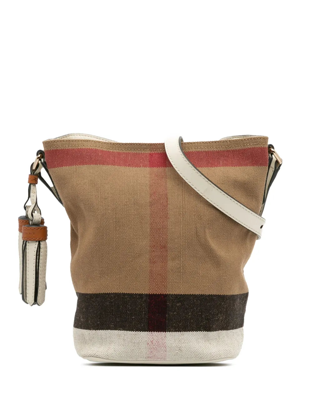 Pre-OwnedBurberry Pre-Owned2000-2017 Mini Mega Check Canvas Ashby Tassel bucket bag