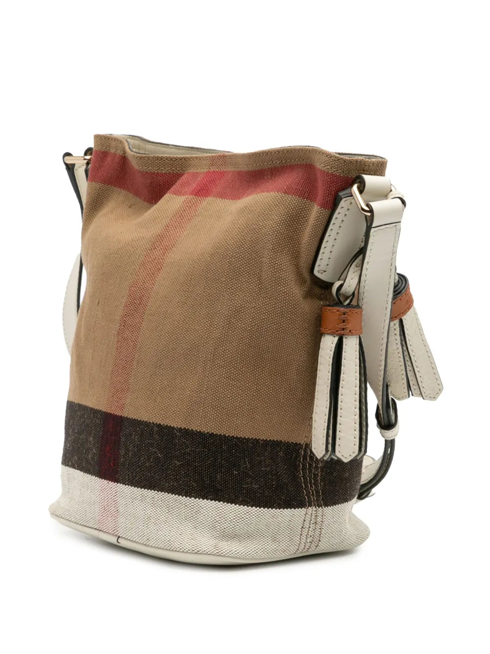 Pre-OwnedBurberry Pre-Owned2000-2017 Mini Mega Check Canvas Ashby Tassel bucket bag