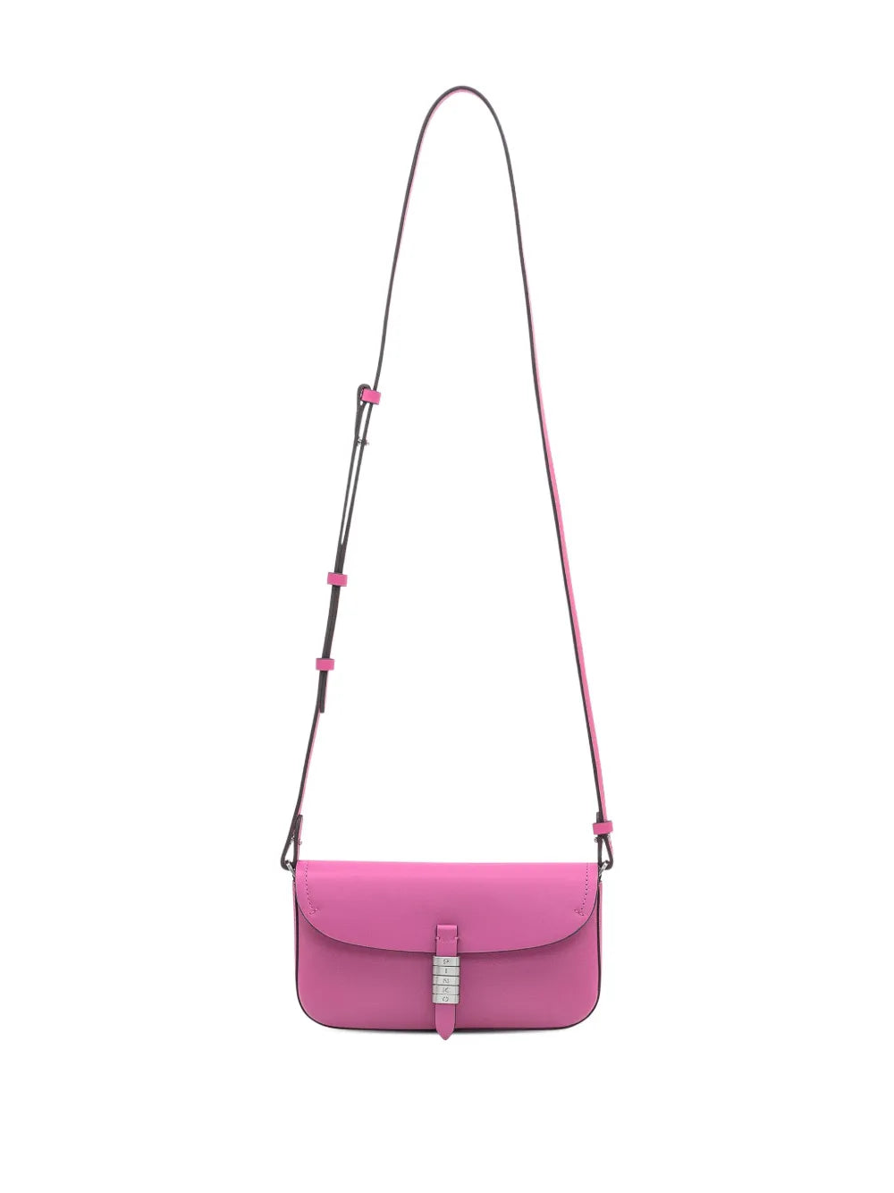 PINKOletter detail saddle flat cross body bag