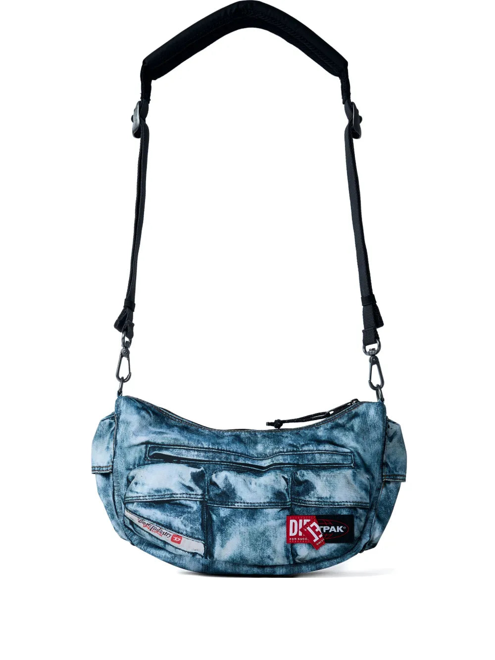 Diesellogo-patch denim-effect shoulder bag