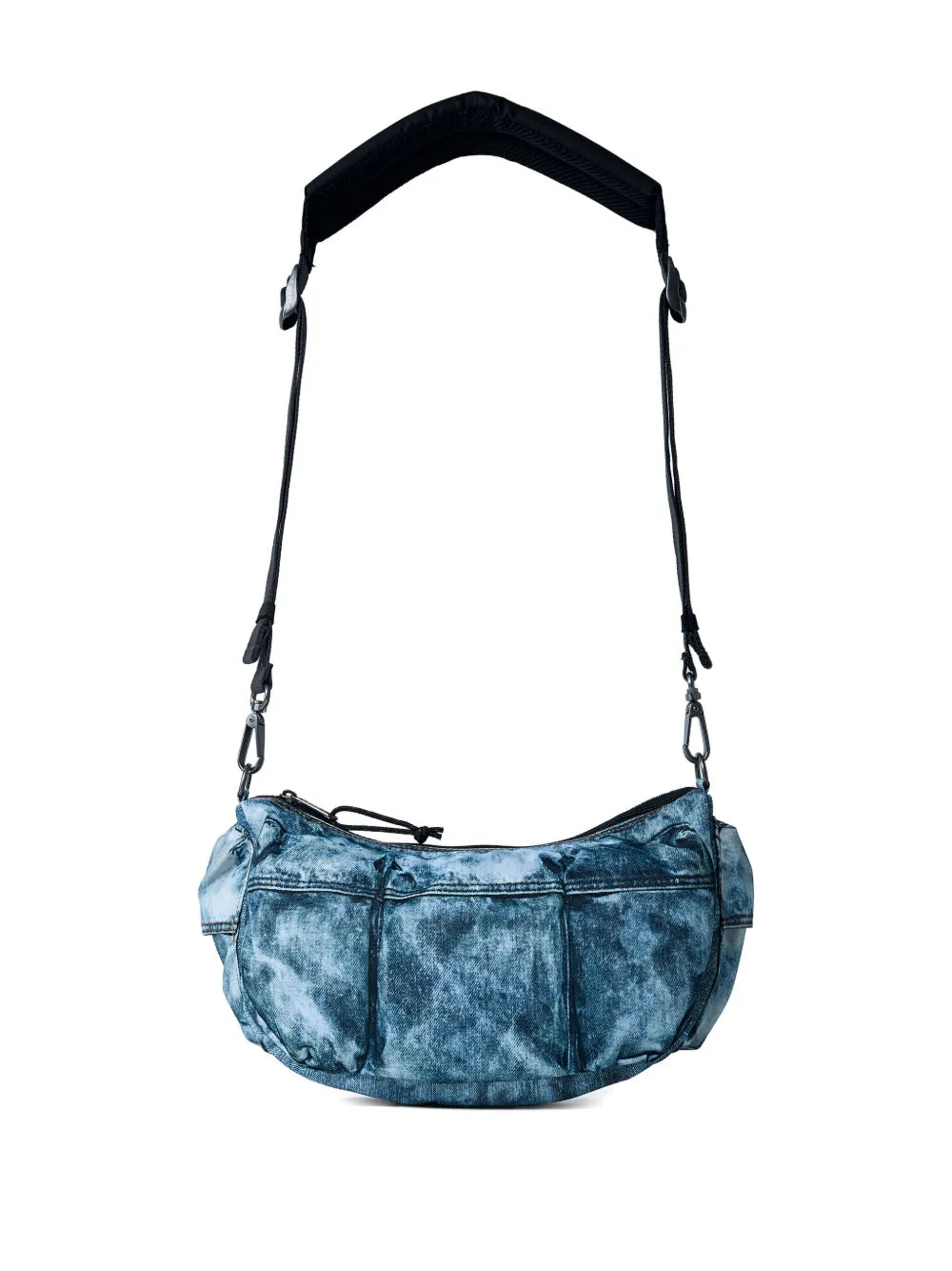 Diesellogo-patch denim-effect shoulder bag