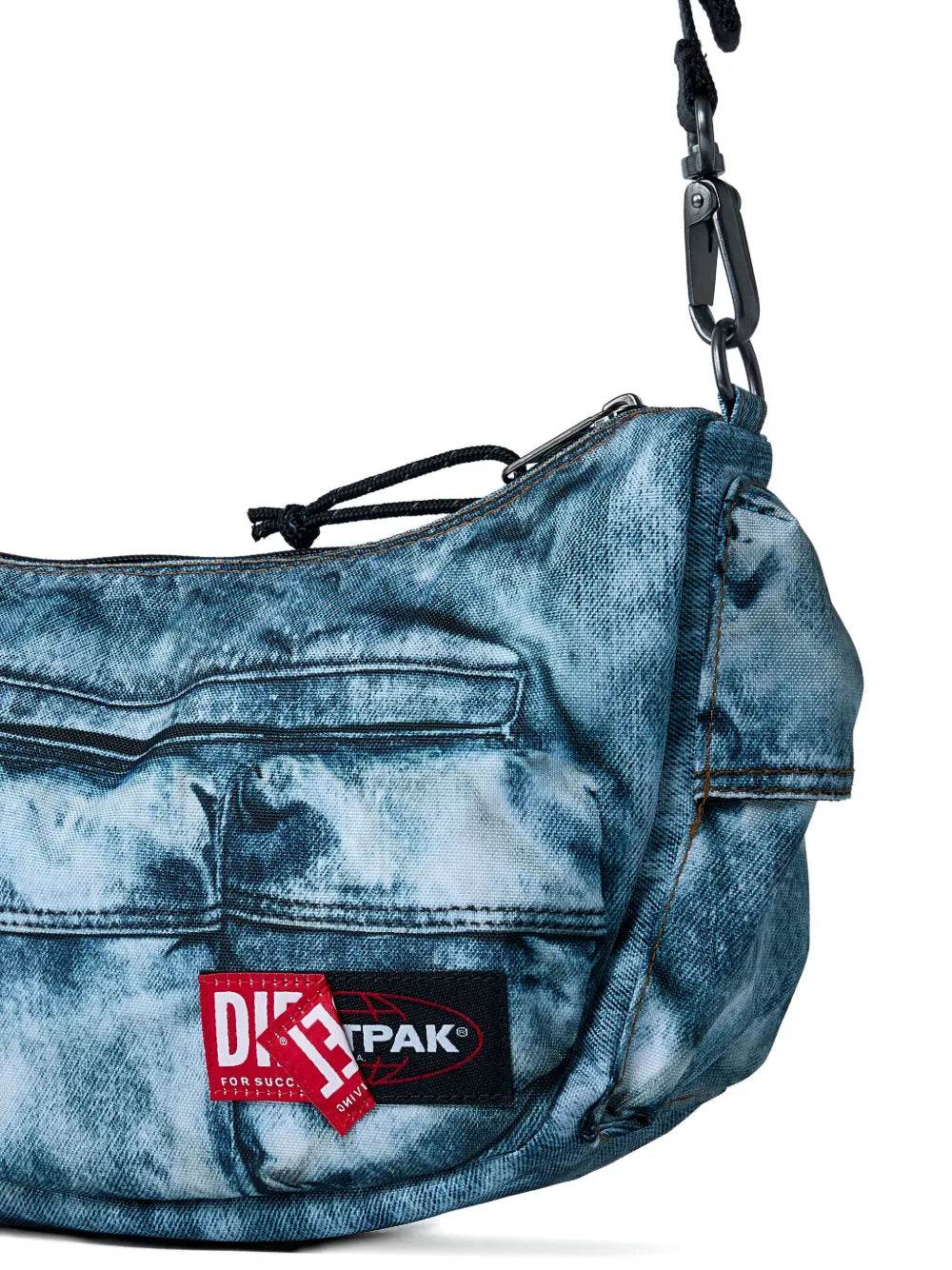Diesellogo-patch denim-effect shoulder bag