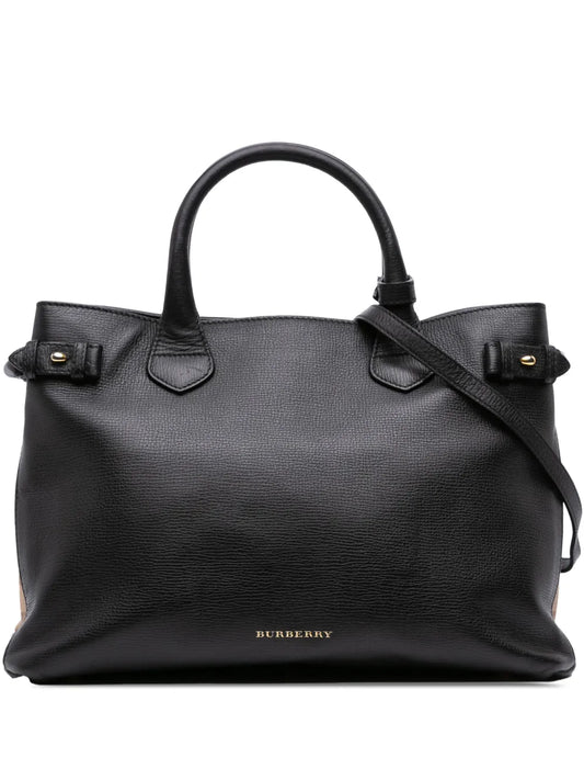 Pre-OwnedBurberry Pre-Owned2000-2017 Medium Leather and House Check Banner satchel