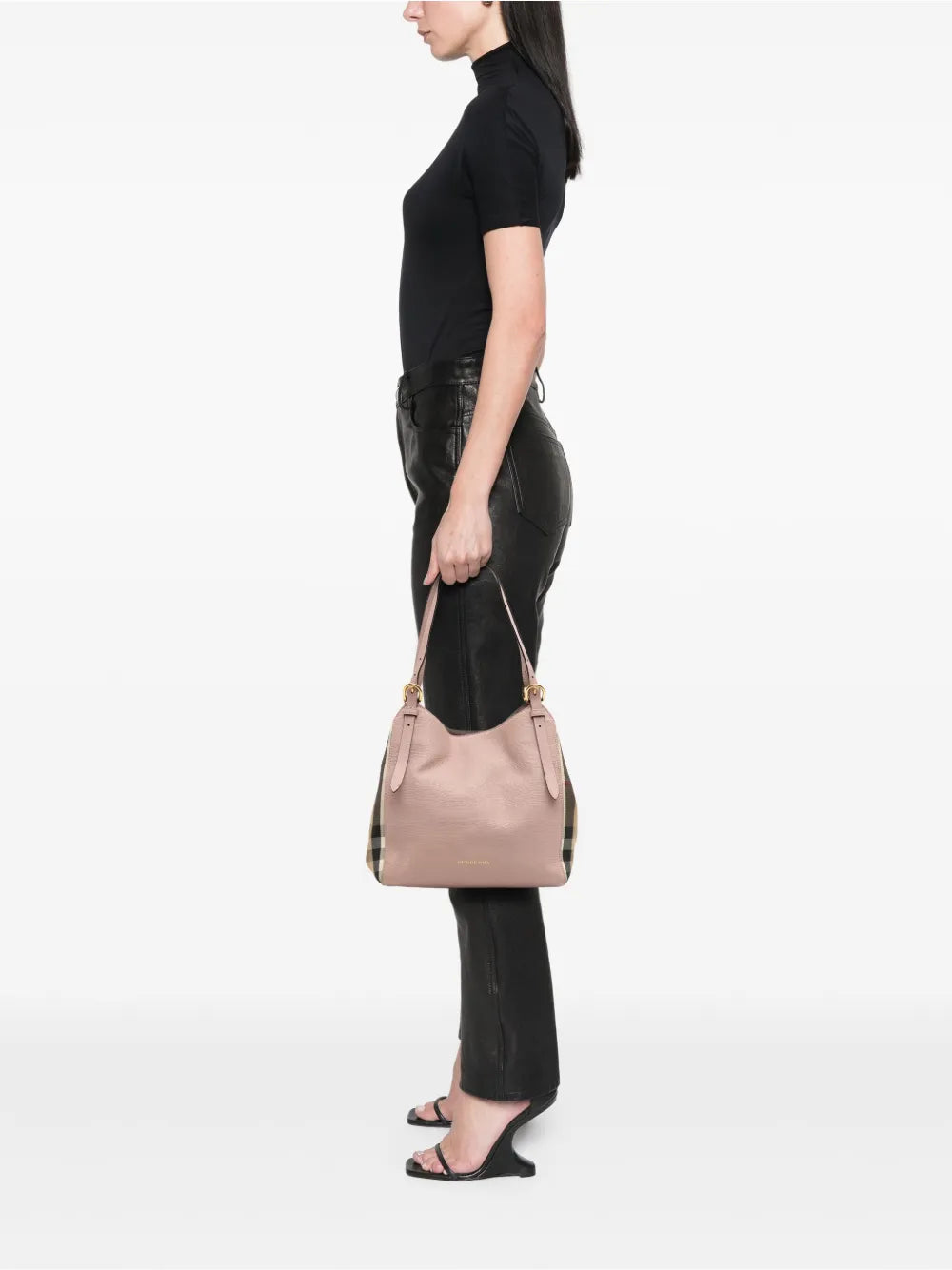 Pre-OwnedBurberry Pre-Owned2000-2017 Small Leather and House Check Canvas Canterbury tote bag