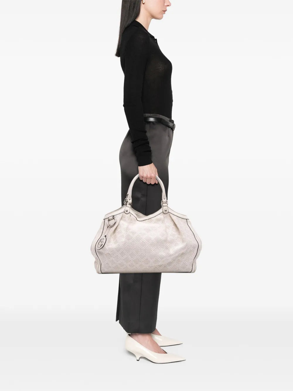 Pre-OwnedGucci Pre-Owned2016-2025 Large Diamante Raffia Sukey tote bag