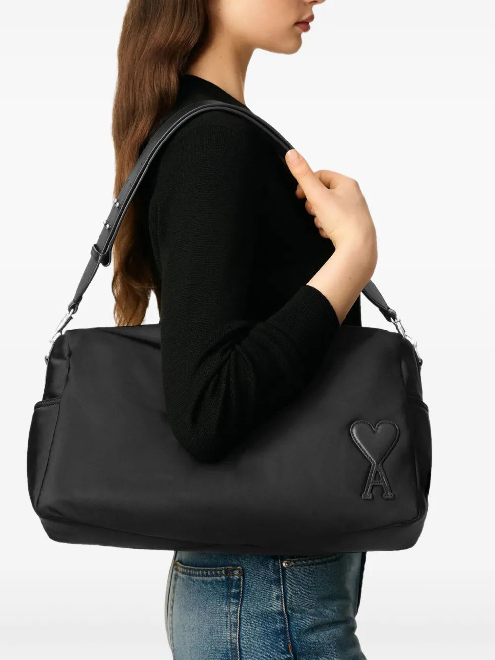 AMI Parisheart-patch shoulder bag