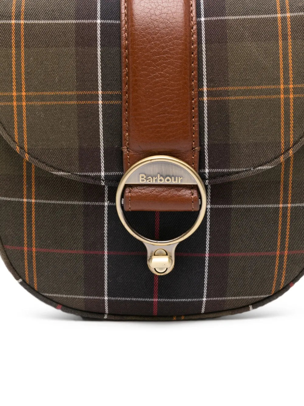 Barbourtartan-pattern buckled satchel bag
