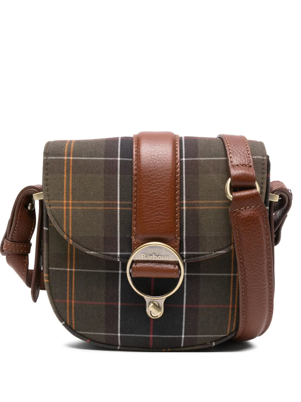 Barbourtartan-pattern buckled satchel bag