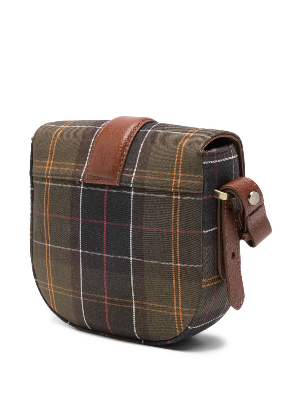Barbourtartan-pattern buckled satchel bag
