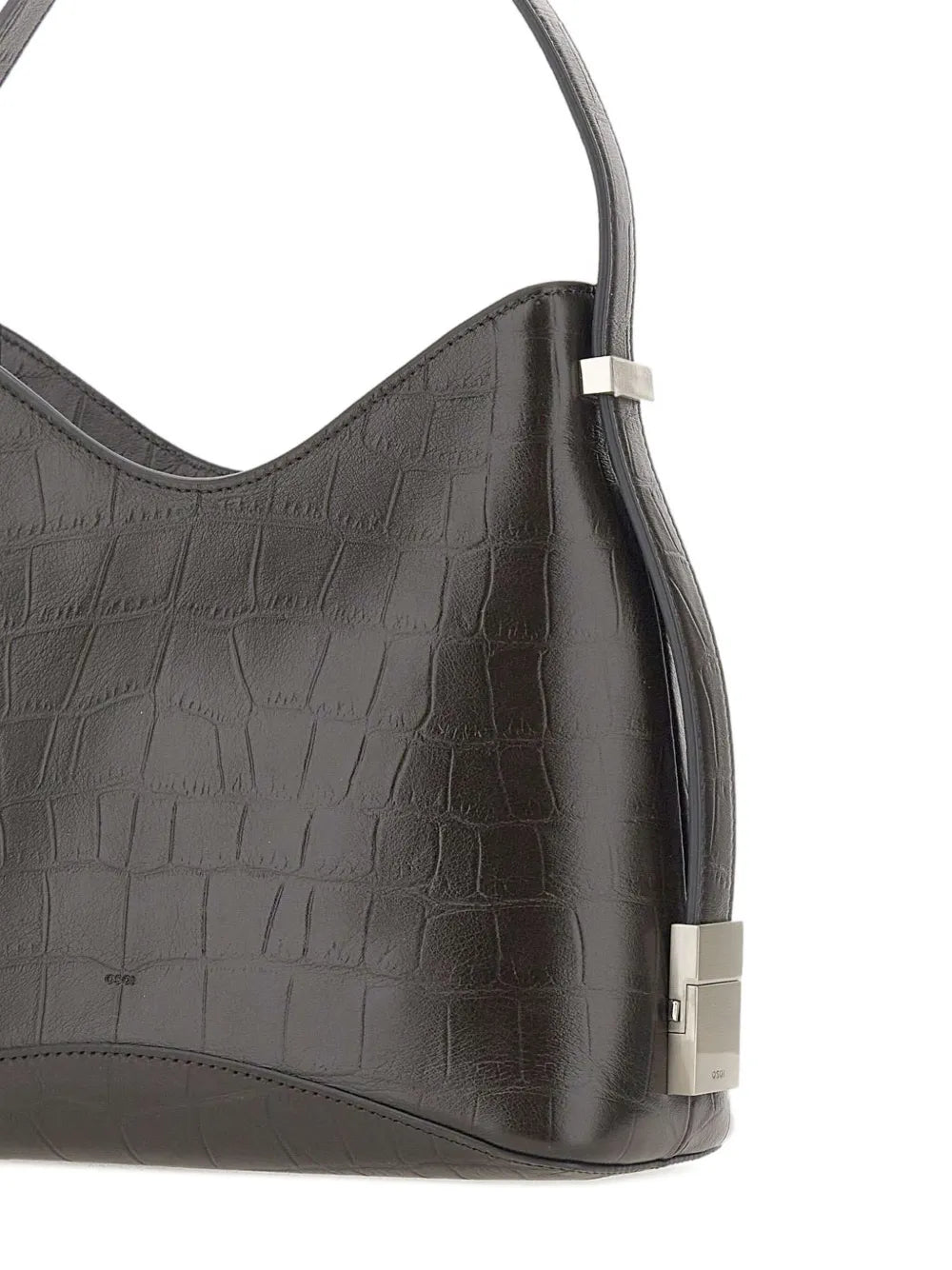 Osoicrocodile-effect leather shoulder bag
