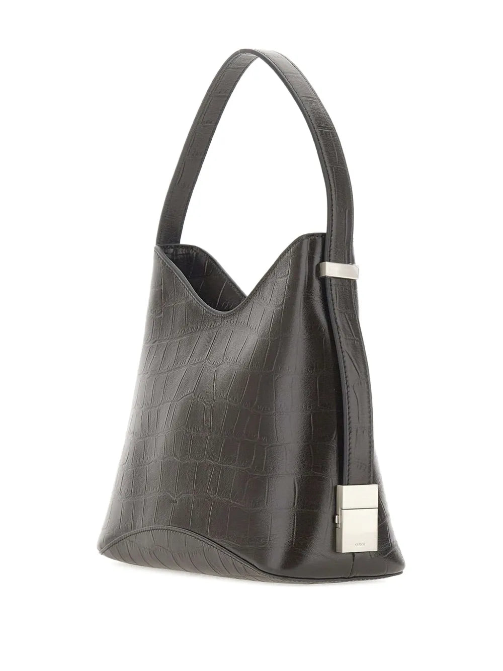 Osoicrocodile-effect leather shoulder bag