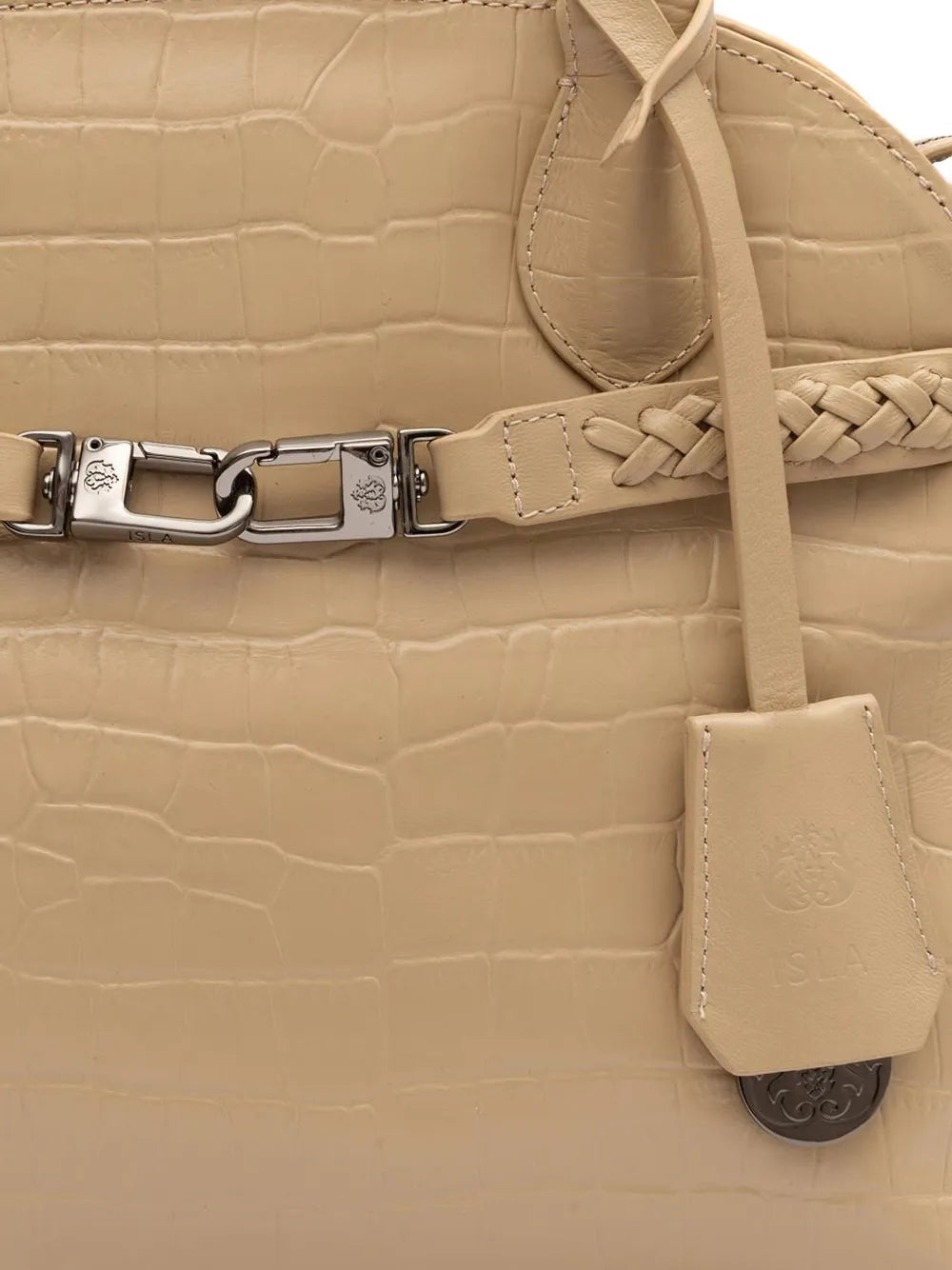 Islacroc-embossed braided shoulder bag