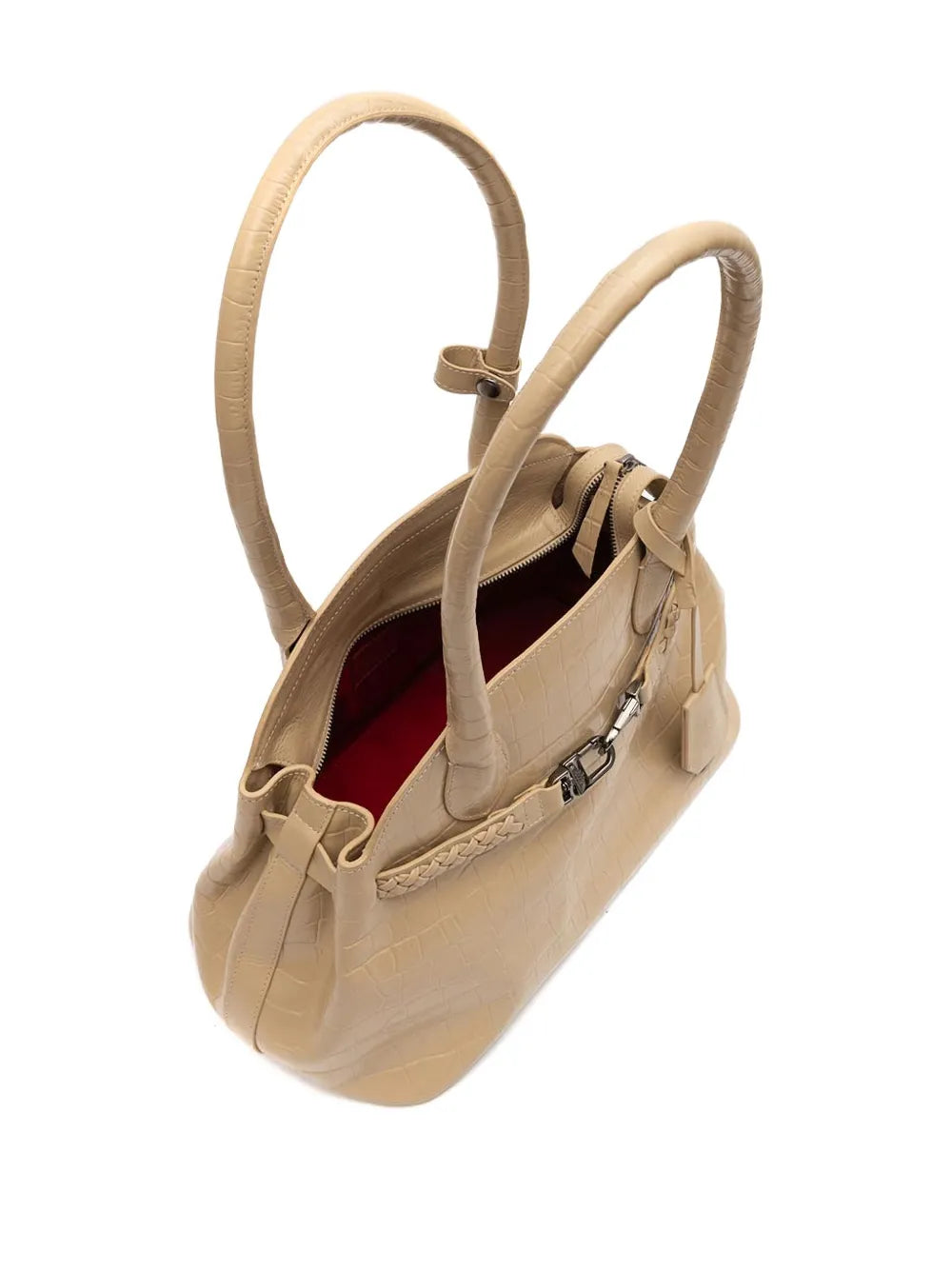 Islacroc-embossed braided shoulder bag