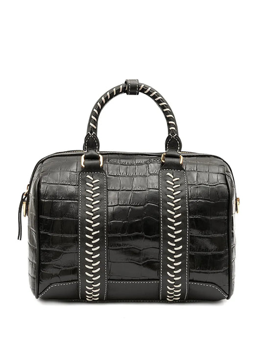 IslaMaia Bowling croc-embossed top handle shoulder bag