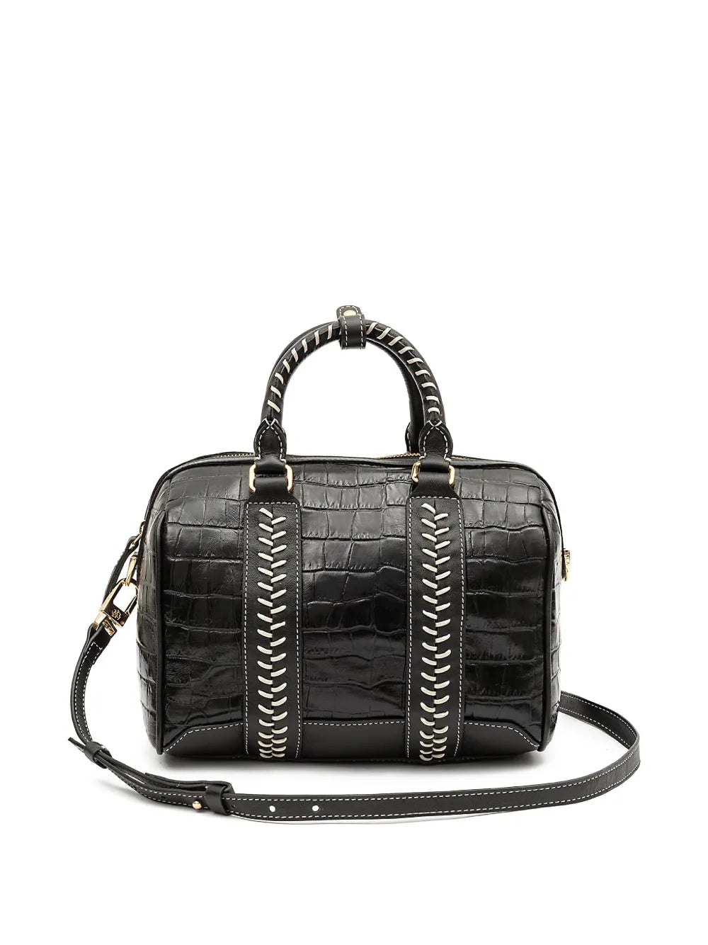 IslaMaia Bowling croc-embossed top handle shoulder bag
