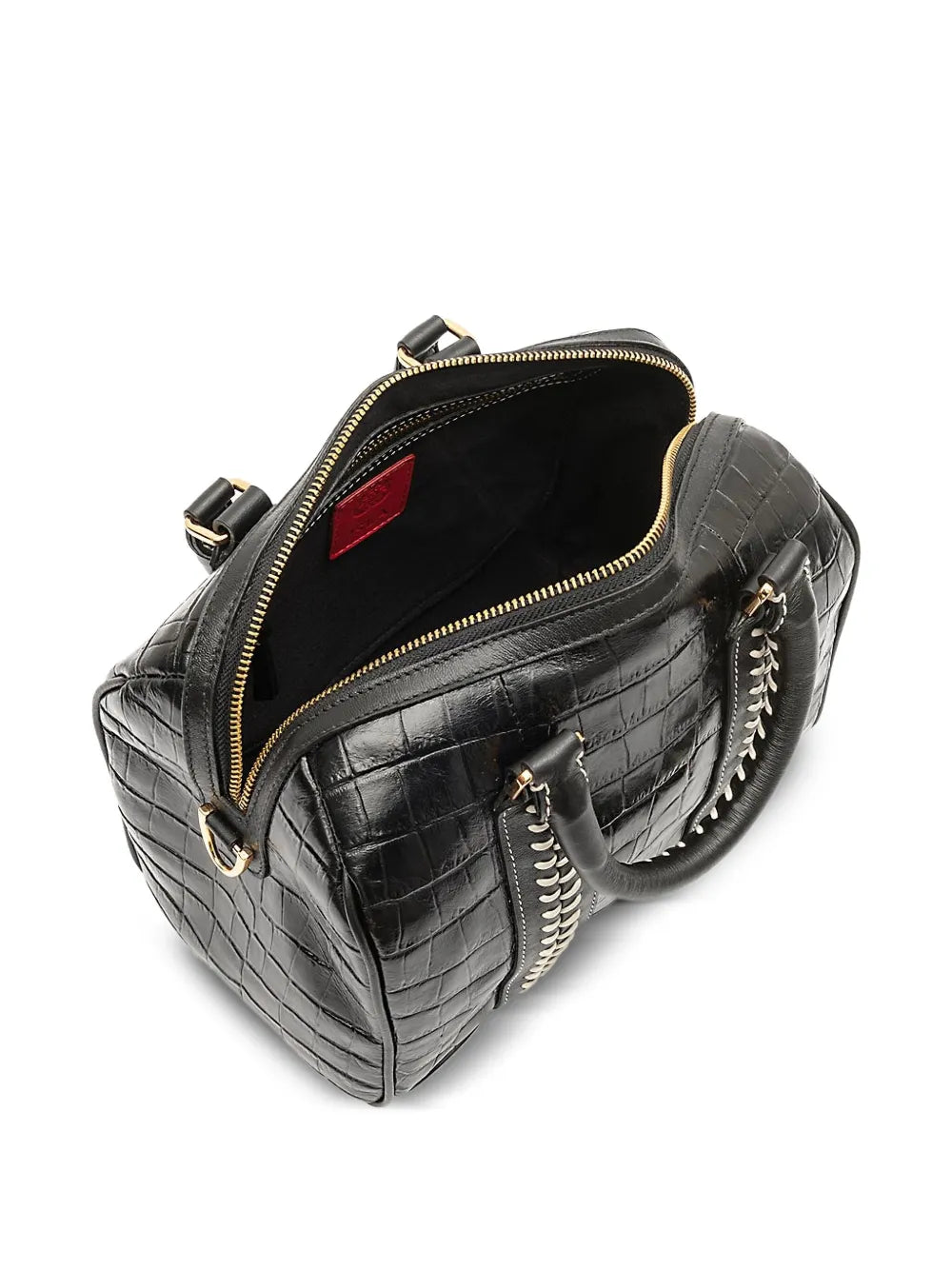 IslaMaia Bowling croc-embossed top handle shoulder bag