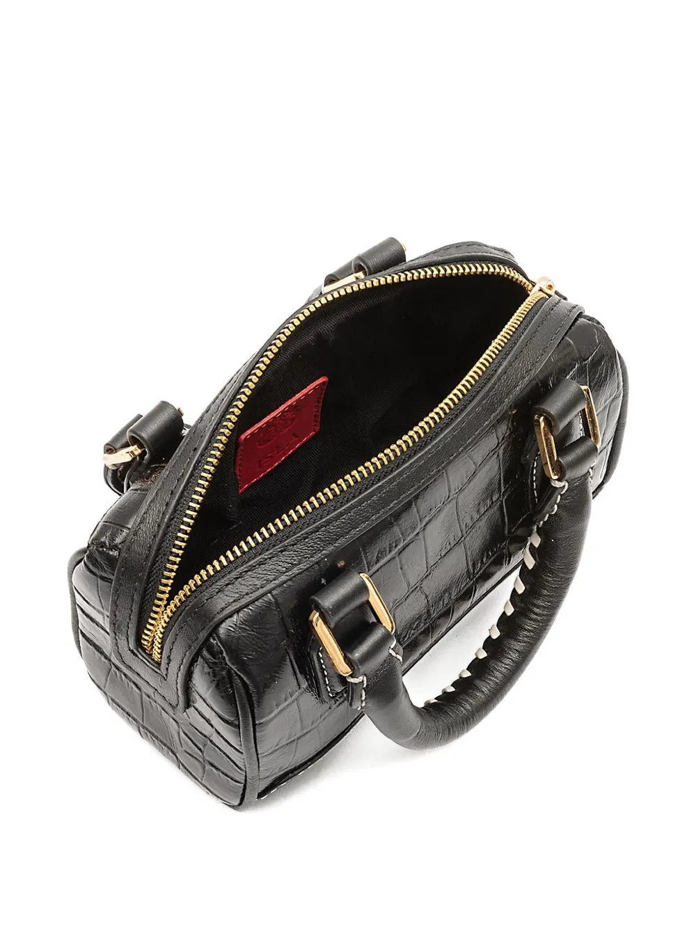 IslaMaia Bowling croc-embossed braided handle mini bag