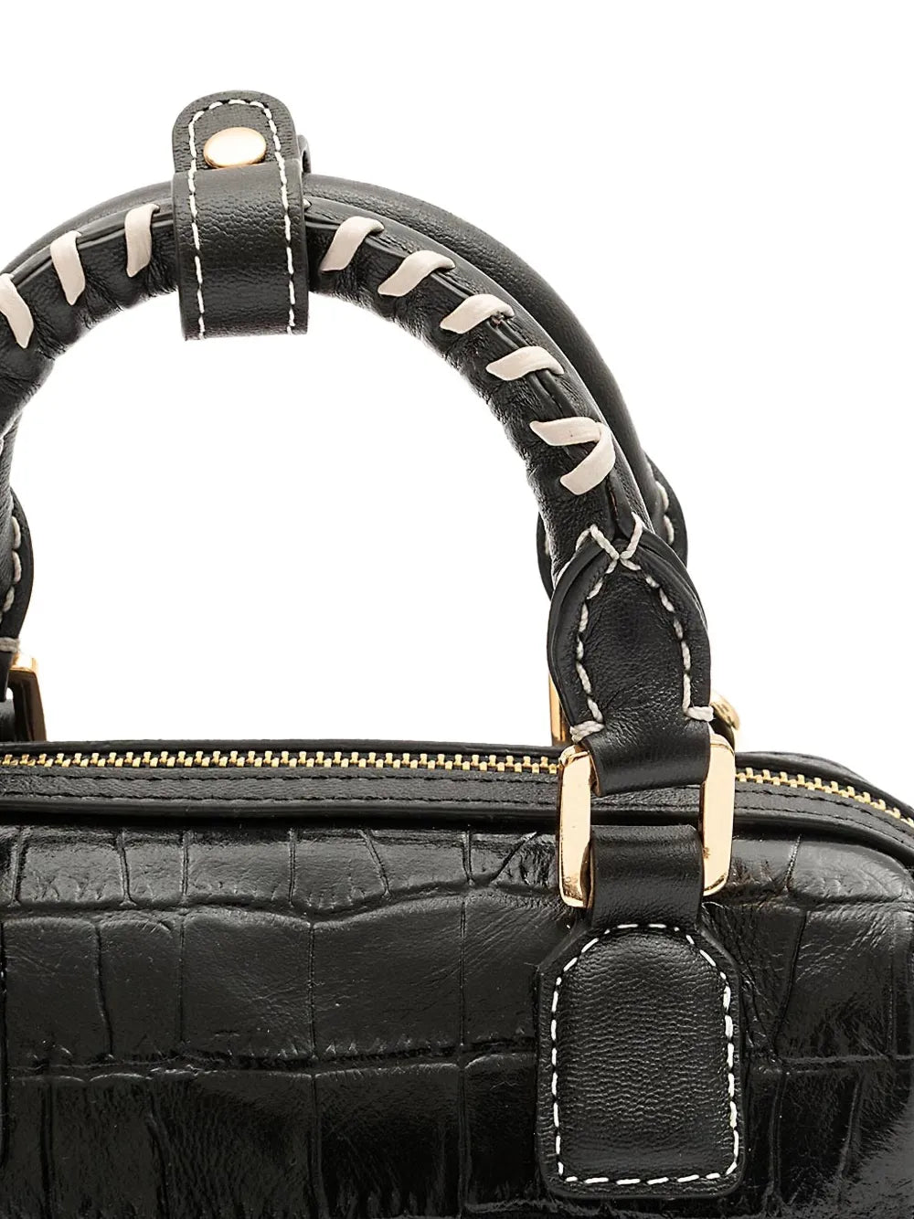 IslaMaia Bowling croc-embossed braided handle mini bag