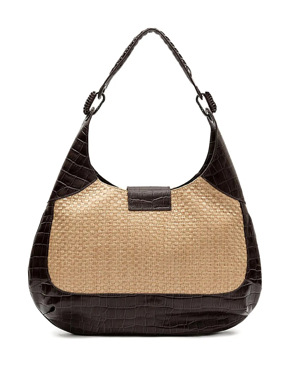 IslaMoon croc-embossed woven shoulder bag