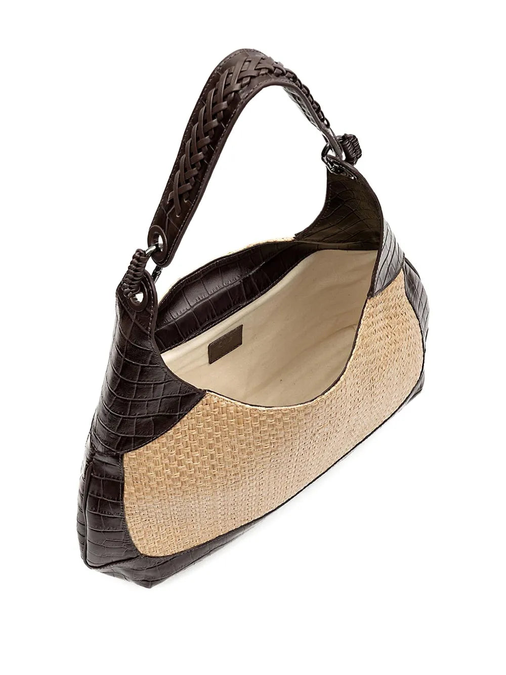 IslaMoon croc-embossed woven shoulder bag