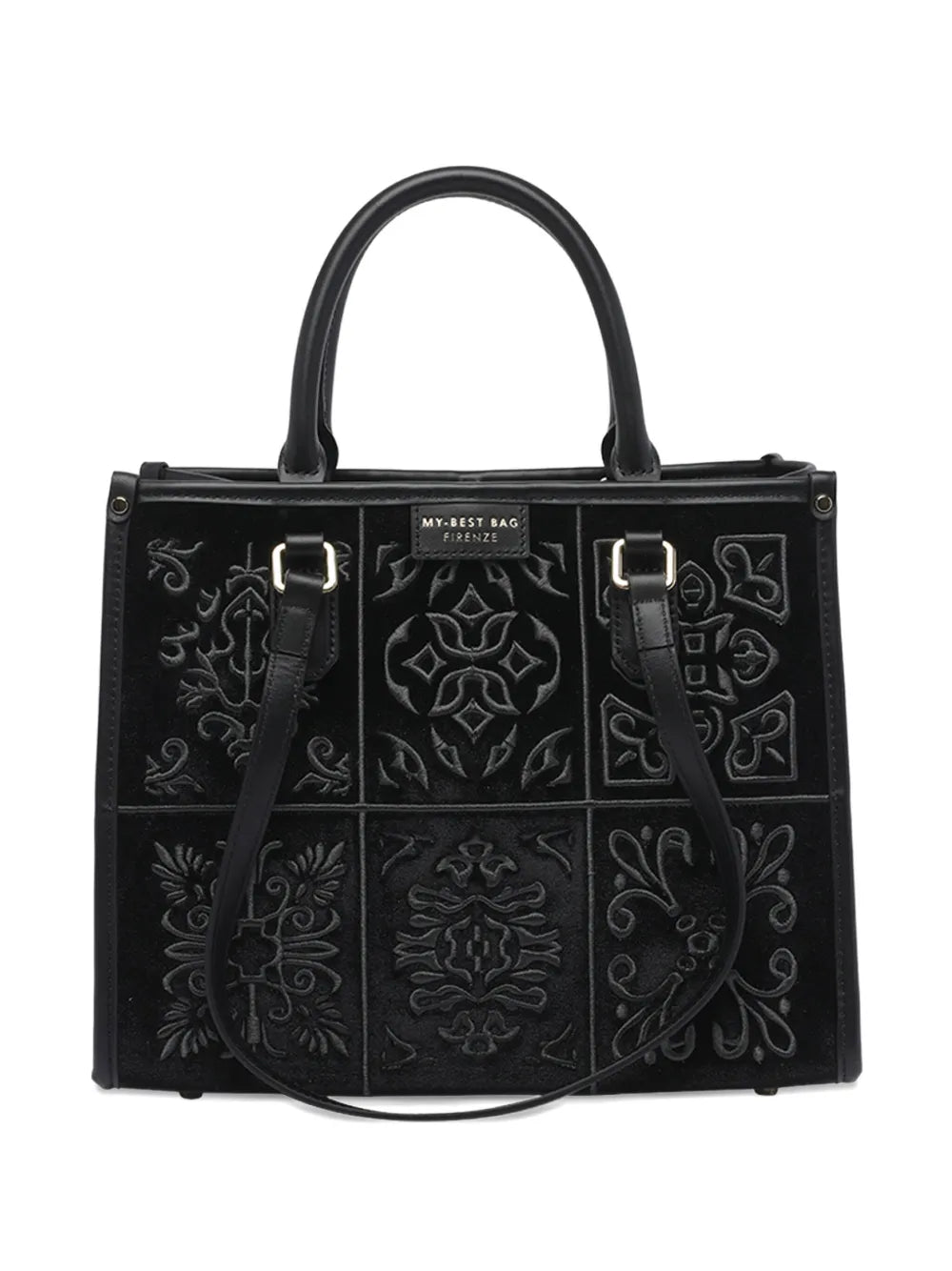 MY BEST BAGembossed panelled tote bag