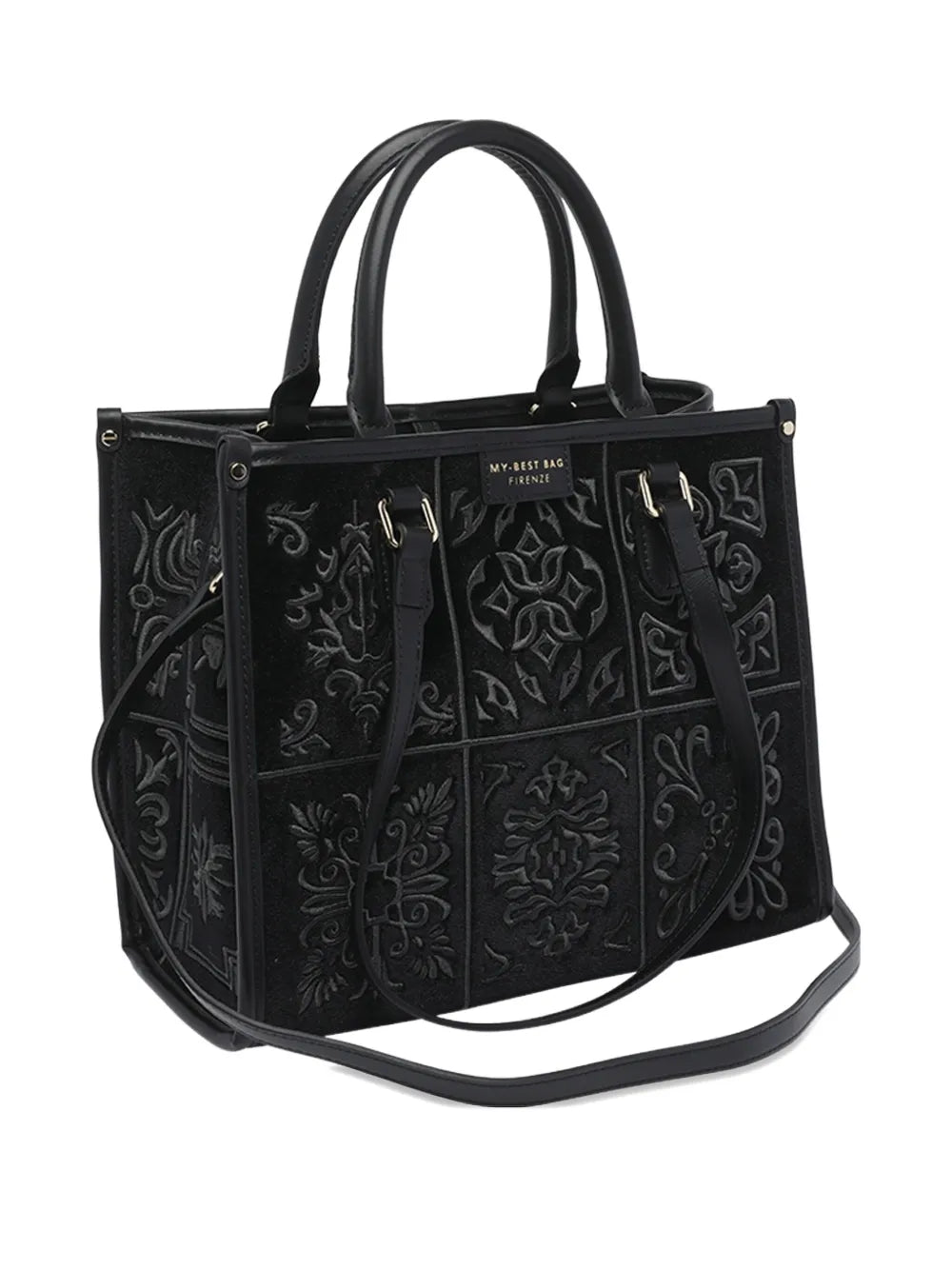 MY BEST BAGembossed panelled tote bag
