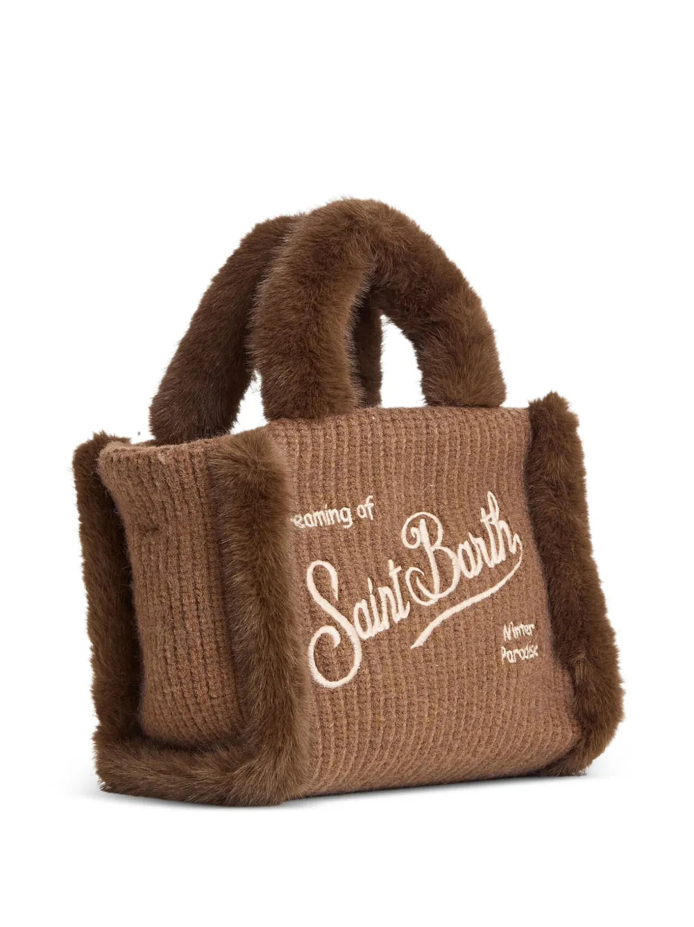 MC2 Saint BarthColette shearling-trim knitted tote bag