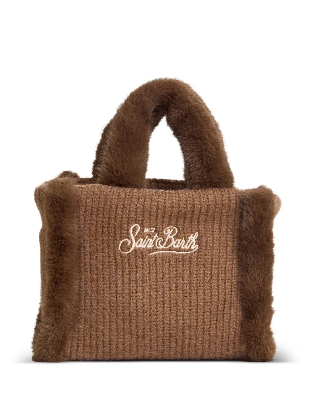MC2 Saint BarthColette shearling-trim knitted tote bag