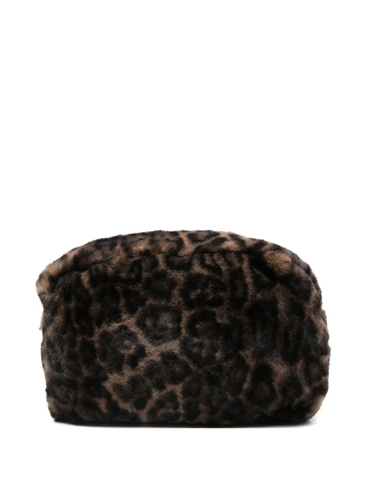 Apparisleopard-print zip clutch bag