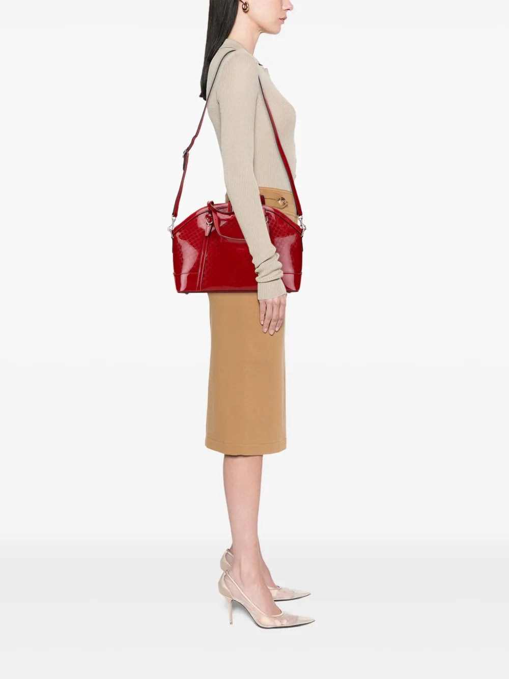 Pre-OwnedGucci Pre-Owned2000-2015 Large Microguccissima Patent Nice Dome satchel