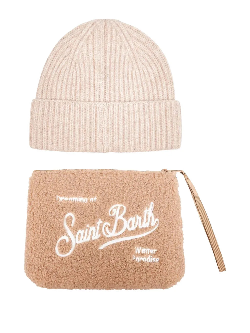 MC2 Saint Barthribbed embroidery beanie pouch (set of two)