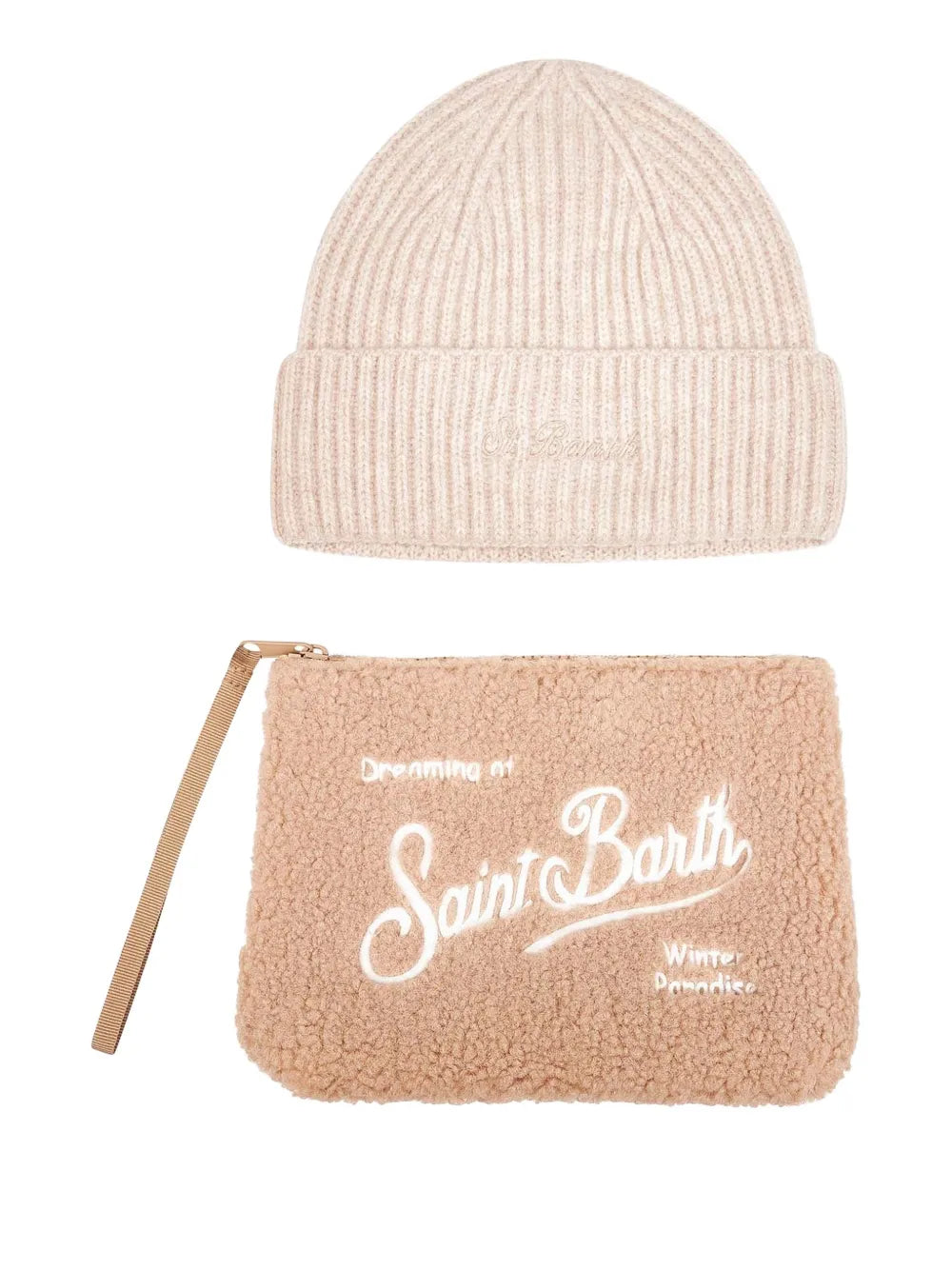 MC2 Saint Barthribbed embroidery beanie pouch (set of two)