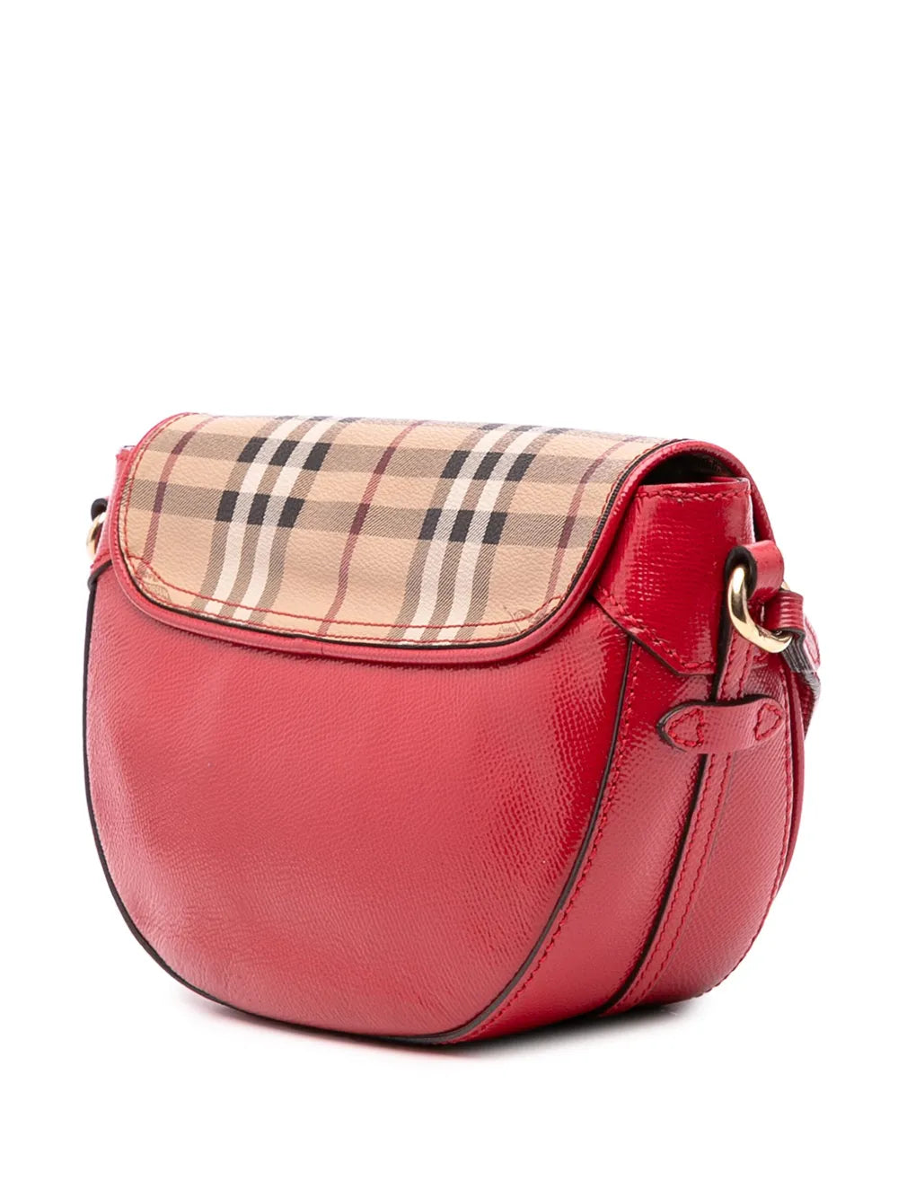 Pre-OwnedBurberry Pre-Owned2000-2017 Patent Leather and Haymarket Check Coated Canvas Maydown crossbody bag