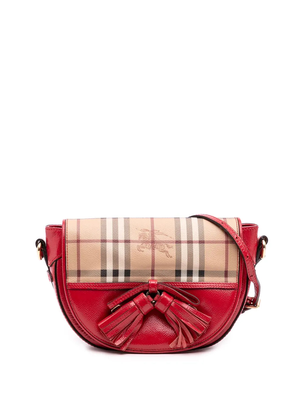Pre-OwnedBurberry Pre-Owned2000-2017 Patent Leather and Haymarket Check Coated Canvas Maydown crossbody bag