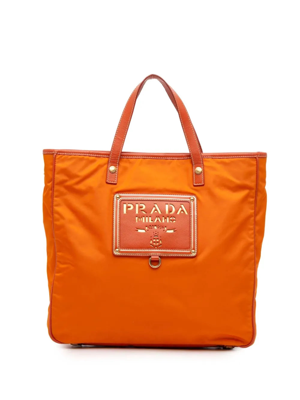 Pre-OwnedPrada Pre-Owned2021-2025 Saffiano Trimmed Tessuto Logo Oro satchel