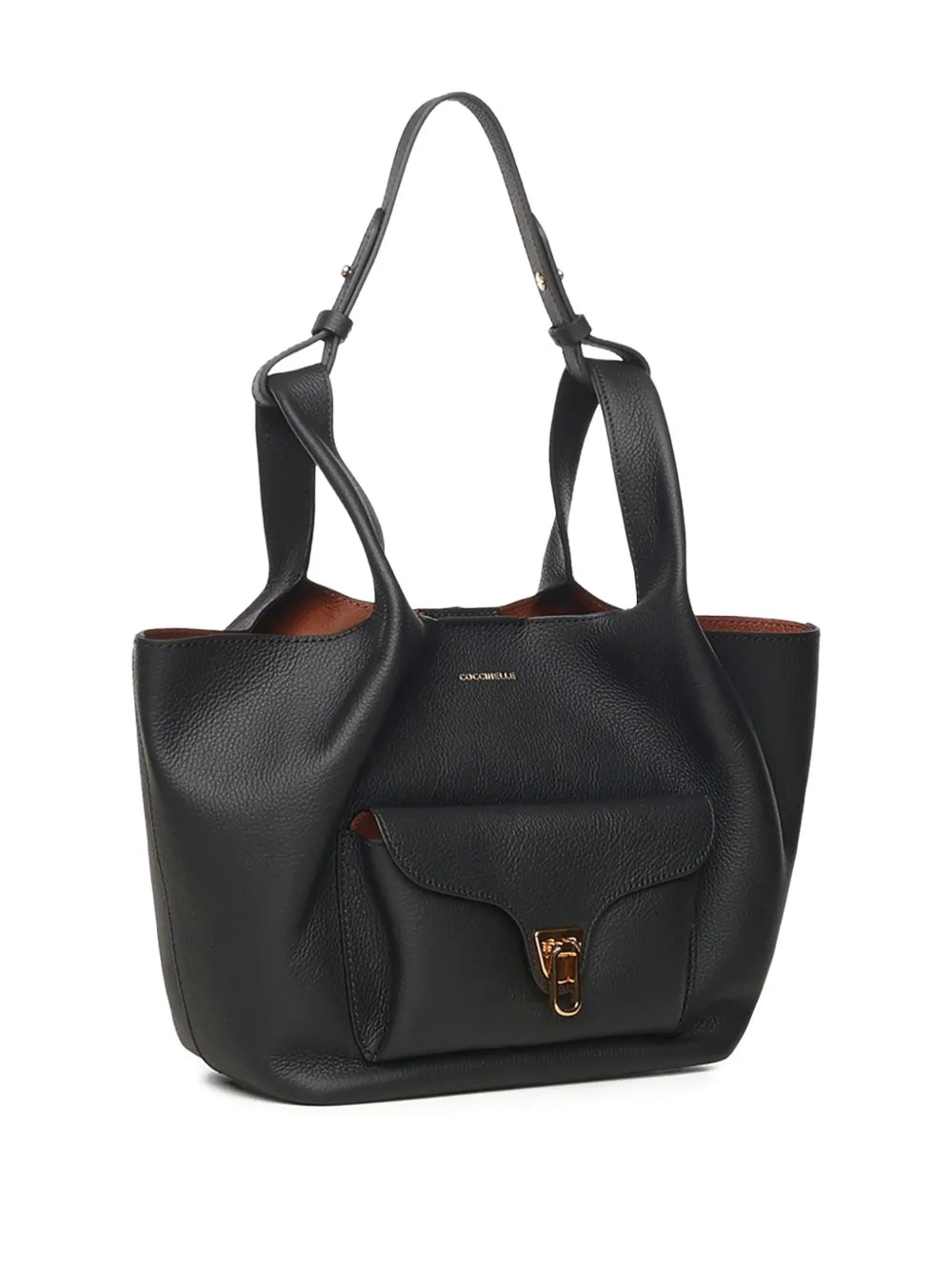 Coccinellegrained flap front shoulder bag