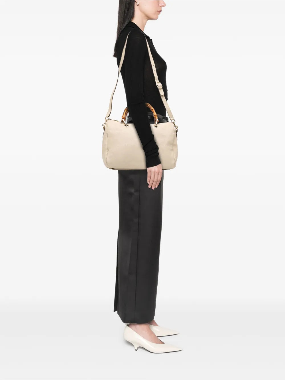 Pre-OwnedGucci Pre-Owned2016-2025 Medium Calfskin Bamboo Shopper Boston Bag satchel