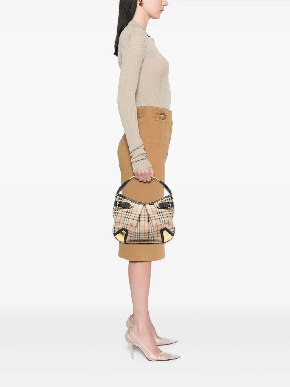 Pre-OwnedBurberry Pre-Owned2000-2017 Haymarket Check Coated Canvas hobo bag