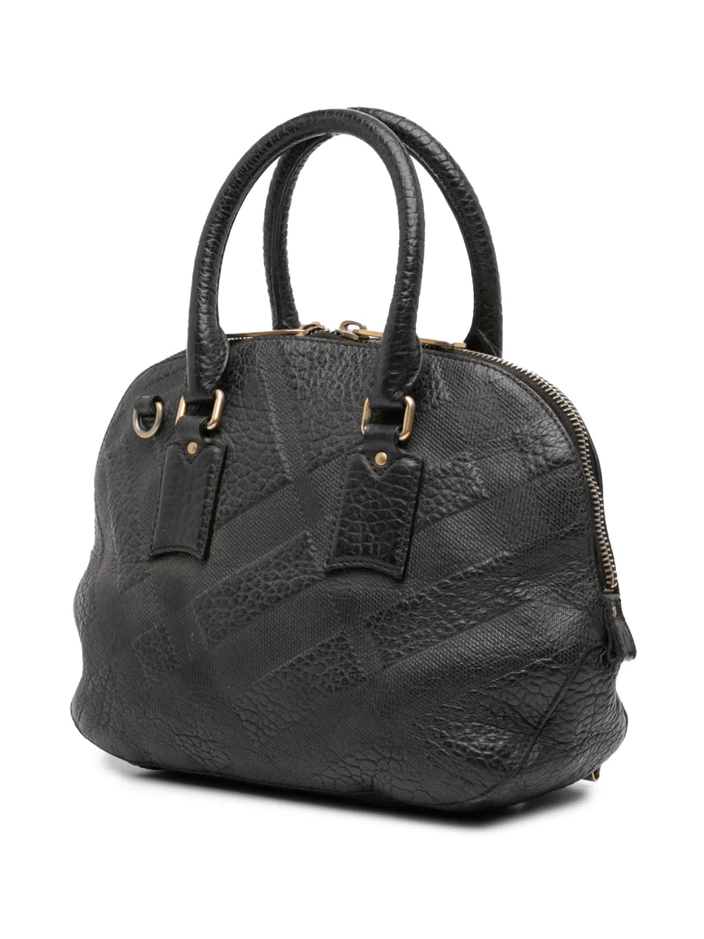 Pre-OwnedBurberry Pre-Owned2000-2017 Small Heritage Grain Check Embossed Orchard Bowling Bag satchel