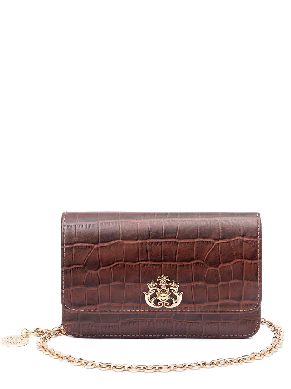 New SeasonIslaCroc-Embossed Chain Shoulder Bag