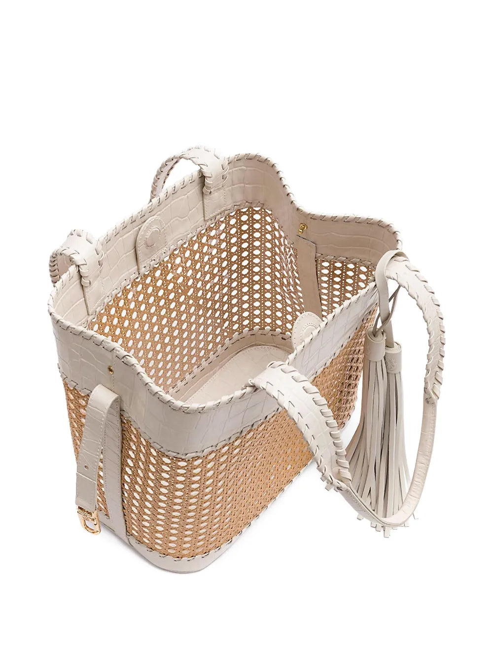 New SeasonIslaSextavada croc-embossed tassel shoulder bag