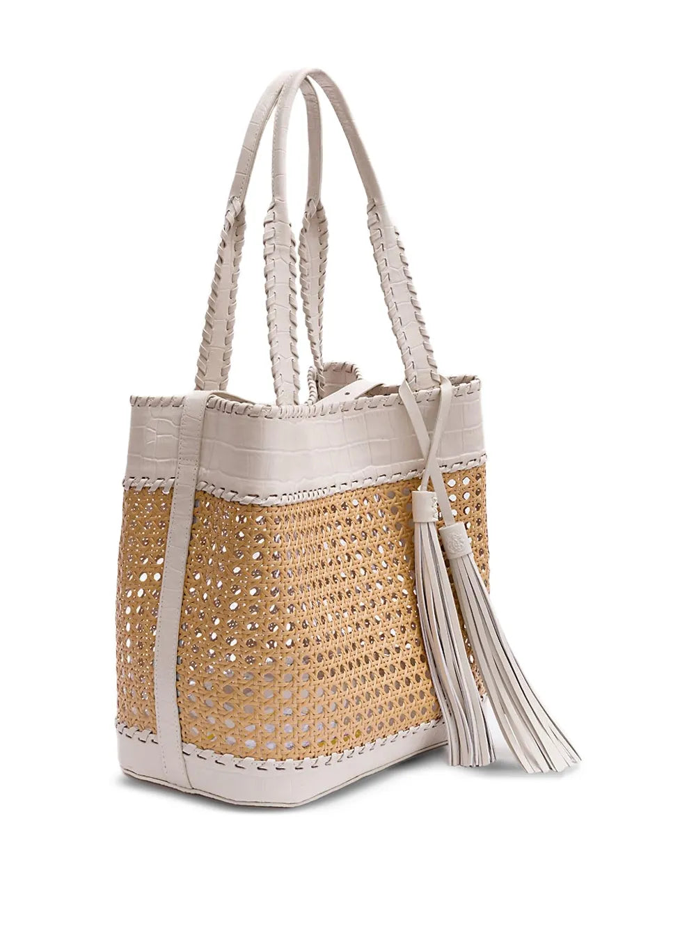 New SeasonIslaSextavada croc-embossed tassel shoulder bag