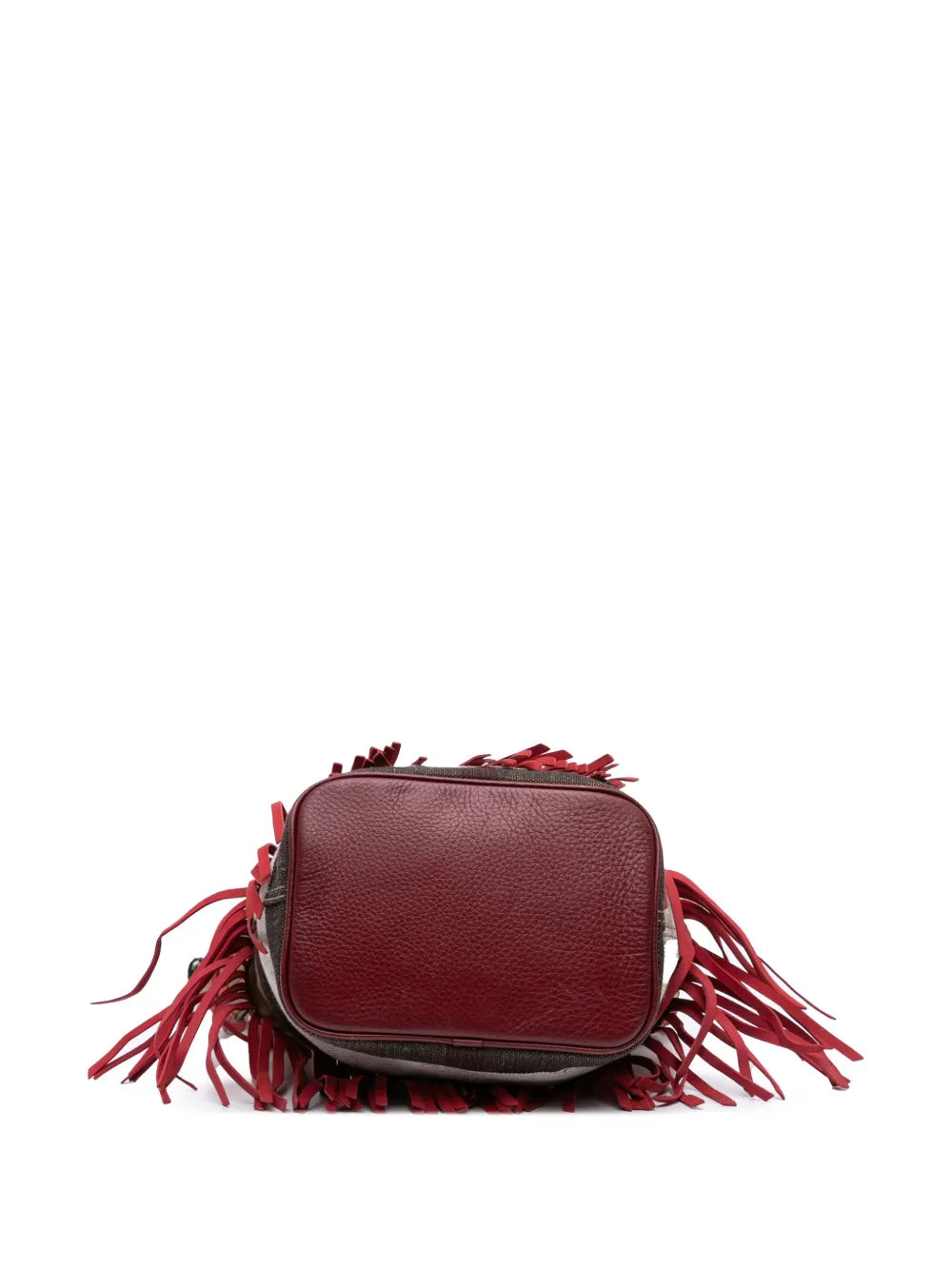 Pre-OwnedBurberry Pre-Owned2000-2017 Small Mega Check Canvas and Suede Fringe Belgrove bucket bag